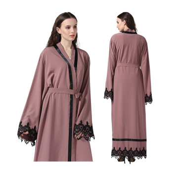 Vestido de poliéster premium Mujer Modelos medianos pearl lace dubai Muslim Abaya